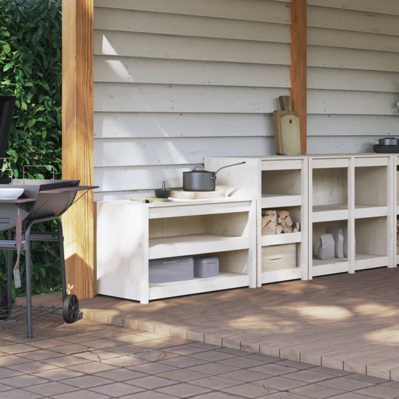 vidaXL Outdoor-Küchenschränke 2 Stk. Weiß Massivholz Kiefer vidaXL Outdoor-Küchenschränke 2 Stk. Weiß Massivholz Kiefer