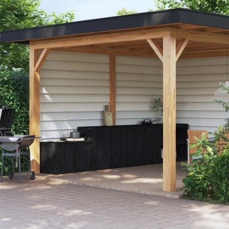 vidaXL Outdoor-Küchenschränke 3 Stk. Schwarz Massivholz Kiefer