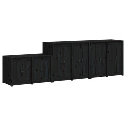 vidaXL Outdoor-Küchenschränke 3 Stk. Schwarz Massivholz Kiefer