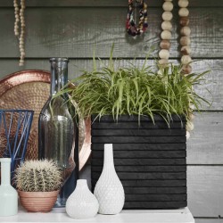 Capi Blumentopf Nature Row Quadratisch 40 x 40 cm Schwarz PKBLRO903