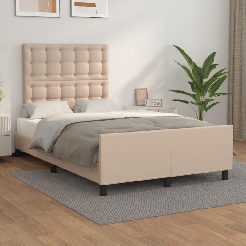 vidaXL Bettgestell mit Kopfteil Cappuccino-Braun 120x200 cm Kunstleder vidaXL Bettgestell mit Kopfteil Cappuccino-Braun 120x200 cm Kunstleder
