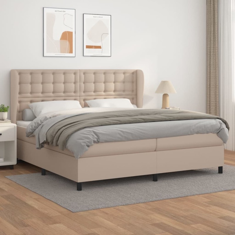 vidaXL Boxspringbett Matratze Cappuccino-Braun 200x200cm Kunstleder vidaXL Boxspringbett Matratze Cappuccino-Braun 200x200cm Kunstleder