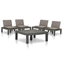 5-tlg. Garten-Lounge-Set Kunststoff Anthrazit