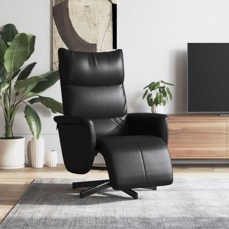 vidaXL Relaxsessel mit Fußteil Schwarz Kunstleder vidaXL Relaxsessel mit Fußteil Schwarz Kunstleder