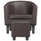 vidaXL Clubsessel mit Fußhocker Braun Kunstleder vidaXL Clubsessel mit Fußhocker Braun Kunstleder