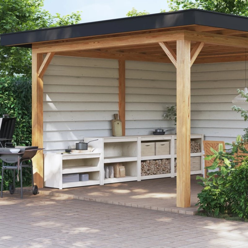 vidaXL Outdoor-Küchenschränke 3 Stk. Weiß Massivholz Kiefer vidaXL Outdoor-Küchenschränke 3 Stk. Weiß Massivholz Kiefer