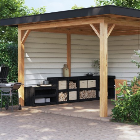 vidaXL Outdoor-Küchenschränke 4 Stk. Schwarz Massivholz Kiefer