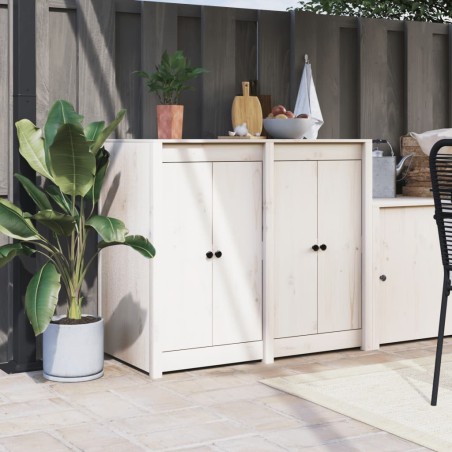 vidaXL Outdoor-Küchenschrank Weiß Massivholz Kiefer