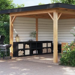 vidaXL Outdoor-Küchenschränke 4 Stk. Schwarz Massivholz Kiefer
