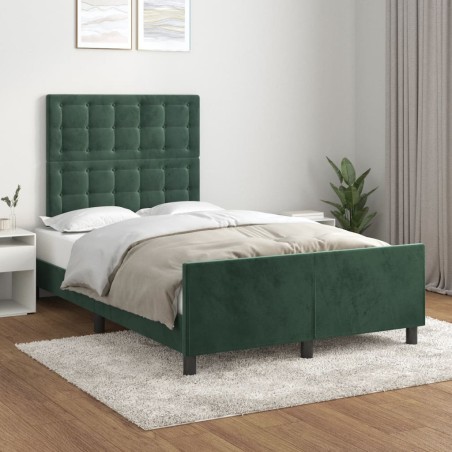vidaXL Bettgestell mit Kopfteil Dunkelgrün 120x200 cm Samt