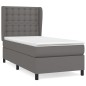 vidaXL Boxspringbett mit Matratze Grau 80x200 cm Kunstleder vidaXL Boxspringbett mit Matratze Grau 80x200 cm Kunstleder