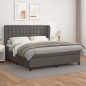 vidaXL Boxspringbett mit Matratze Grau 160x200 cm Kunstleder vidaXL Boxspringbett mit Matratze Grau 160x200 cm Kunstleder