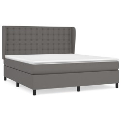 vidaXL Boxspringbett mit Matratze Grau 160x200 cm Kunstleder
