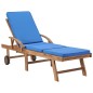 Sonnenliegen mit Auflagen 2 Stk. Massivholz Teak Blau Sonnenliegen mit Auflagen 2 Stk. Massivholz Teak Blau