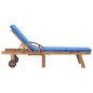 Sonnenliegen mit Auflagen 2 Stk. Massivholz Teak Blau Sonnenliegen mit Auflagen 2 Stk. Massivholz Teak Blau