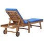 Sonnenliegen mit Auflagen 2 Stk. Massivholz Teak Blau Sonnenliegen mit Auflagen 2 Stk. Massivholz Teak Blau