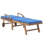 Sonnenliegen mit Auflagen 2 Stk. Massivholz Teak Blau Sonnenliegen mit Auflagen 2 Stk. Massivholz Teak Blau