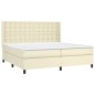 vidaXL Boxspringbett mit Matratze Creme 200x200 cm Kunstleder vidaXL Boxspringbett mit Matratze Creme 200x200 cm Kunstleder