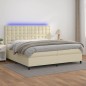 vidaXL Boxspringbett mit Matratze & LED Creme 200x200 cm Kunstleder vidaXL Boxspringbett mit Matratze & LED Creme 200x200 cm Kunstleder