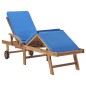 Sonnenliegen mit Auflagen 2 Stk. Massivholz Teak Blau Sonnenliegen mit Auflagen 2 Stk. Massivholz Teak Blau