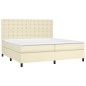 vidaXL Boxspringbett mit Matratze & LED Creme 200x200 cm Kunstleder vidaXL Boxspringbett mit Matratze & LED Creme 200x200 cm Kunstleder