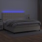 vidaXL Boxspringbett mit Matratze & LED Creme 200x200 cm Kunstleder vidaXL Boxspringbett mit Matratze & LED Creme 200x200 cm Kunstleder
