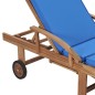 Sonnenliegen mit Auflagen 2 Stk. Massivholz Teak Blau Sonnenliegen mit Auflagen 2 Stk. Massivholz Teak Blau