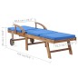 Sonnenliegen mit Auflagen 2 Stk. Massivholz Teak Blau Sonnenliegen mit Auflagen 2 Stk. Massivholz Teak Blau