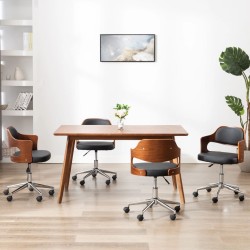 Drehbare Esszimmerstühle 4 Stk. Schwarz Bugholz und Kunstleder