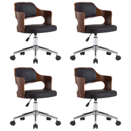 Drehbare Esszimmerstühle 4 Stk. Schwarz Bugholz und Kunstleder