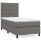 vidaXL Boxspringbett mit Matratze Grau 80x200 cm Kunstleder vidaXL Boxspringbett mit Matratze Grau 80x200 cm Kunstleder