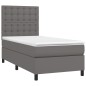 vidaXL Boxspringbett mit Matratze Grau 80x200 cm Kunstleder vidaXL Boxspringbett mit Matratze Grau 80x200 cm Kunstleder
