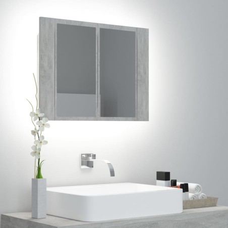 vidaXL LED-Bad-Spiegelschrank Betongrau 60x12x45 cm Acryl