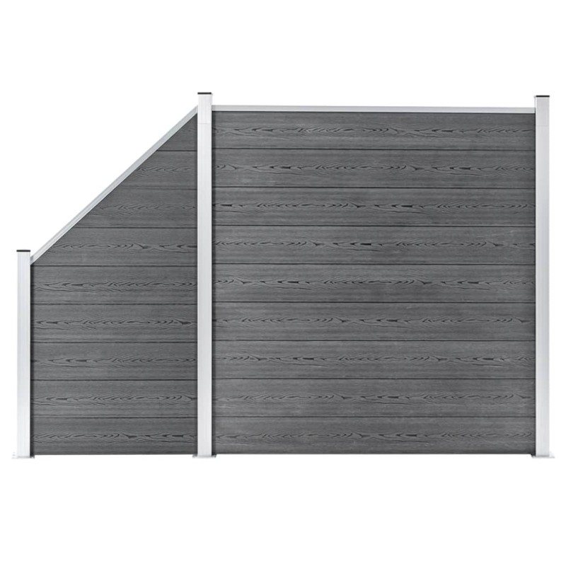 WPC Zaun-Set 1 Quadrat + 1 Schräge 273x186 cm Grau WPC Zaun-Set 1 Quadrat + 1 Schräge 273x186 cm Grau
