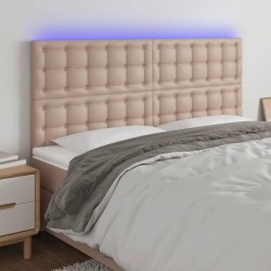 vidaXL LED Kopfteil Cappuccino-Braun 180x5x118/128cm Kunstleder