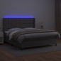 vidaXL Boxspringbett mit Matratze & LED Grau 160x200 cm Kunstleder vidaXL Boxspringbett mit Matratze & LED Grau 160x200 cm Kunstleder