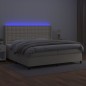 vidaXL Boxspringbett mit Matratze & LED Creme 200x200 cm Kunstleder vidaXL Boxspringbett mit Matratze & LED Creme 200x200 cm Kunstleder