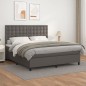 vidaXL Boxspringbett mit Matratze Grau 160x200 cm Kunstleder vidaXL Boxspringbett mit Matratze Grau 160x200 cm Kunstleder