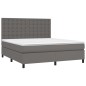vidaXL Boxspringbett mit Matratze Grau 160x200 cm Kunstleder vidaXL Boxspringbett mit Matratze Grau 160x200 cm Kunstleder
