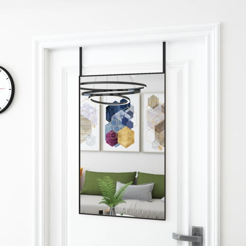 vidaXL Türspiegel Schwarz 50x80 cm Glas und Aluminium vidaXL Türspiegel Schwarz 50x80 cm Glas und Aluminium