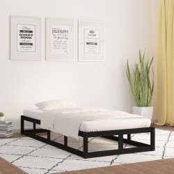 vidaXL Massivholzbett Schwarz 90x190 cm