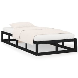 vidaXL Massivholzbett Schwarz 90x190 cm