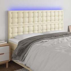 vidaXL LED Kopfteil Creme 200x5x118/128 cm Kunstleder