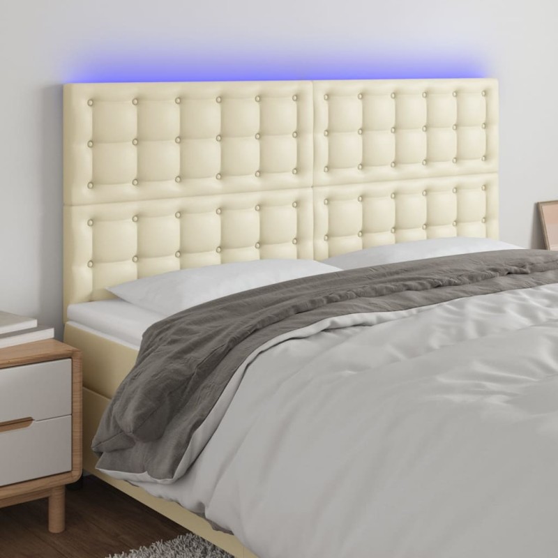 vidaXL LED Kopfteil Creme 200x5x118/128 cm Kunstleder vidaXL LED Kopfteil Creme 200x5x118/128 cm Kunstleder