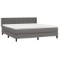 vidaXL Boxspringbett mit Matratze Grau 160x200 cm Kunstleder vidaXL Boxspringbett mit Matratze Grau 160x200 cm Kunstleder