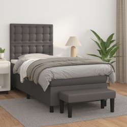 vidaXL Boxspringbett mit Matratze Grau 80x200 cm Kunstleder