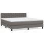vidaXL Boxspringbett mit Matratze Grau 160x200 cm Kunstleder vidaXL Boxspringbett mit Matratze Grau 160x200 cm Kunstleder