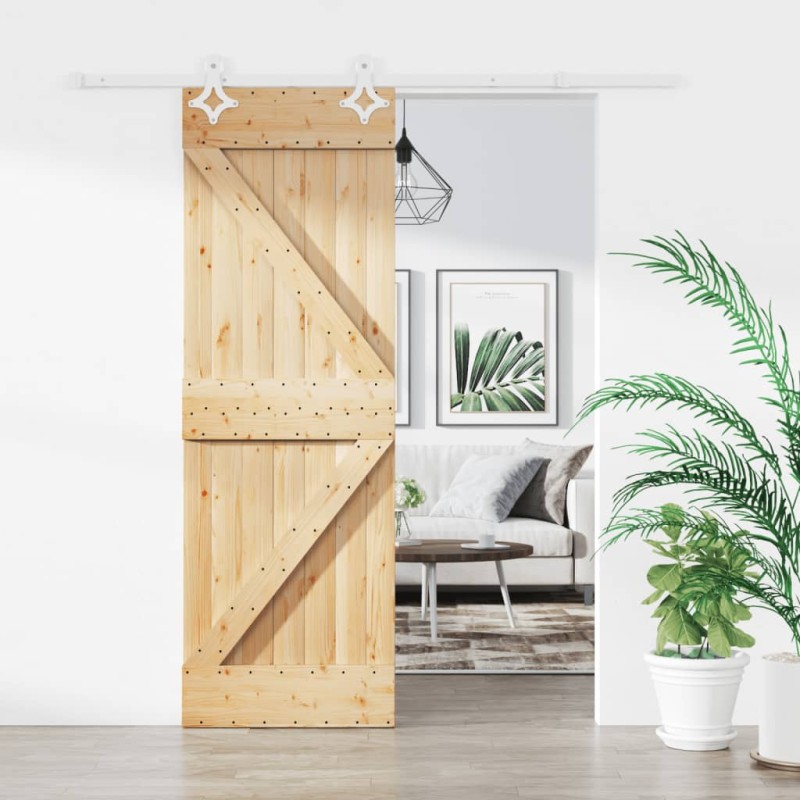vidaXL Schiebetür mit Beschlag 70x210 cm Massivholz Kiefer