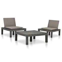 vidaXL 3-tlg. Garten-Lounge-Set Kunststoff Anthrazit 