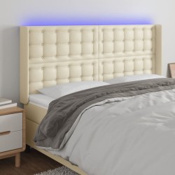 vidaXL LED Kopfteil Creme 203x16x118/128 cm Kunstleder